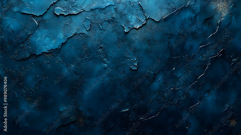 Naklejka premium Dark Blue Cracked Concrete Wall Texture Background