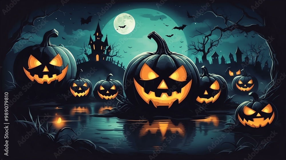pumpkin spooky elements for scary night decoration Halloween background pumpkin spooky elements for scary night decoration Halloween background