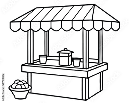 Snack stand vector line art style