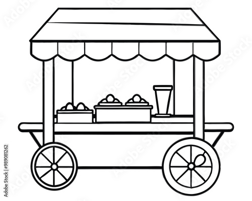 Snack stand vector line art style