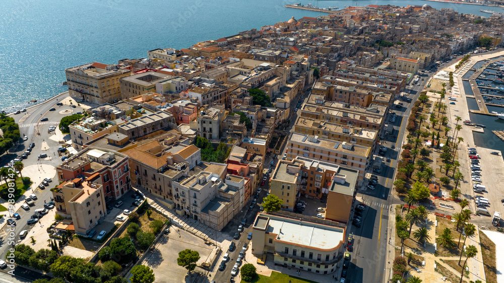Fototapeta premium Aerial view of the old town of Taranto, Puglia, Italy.