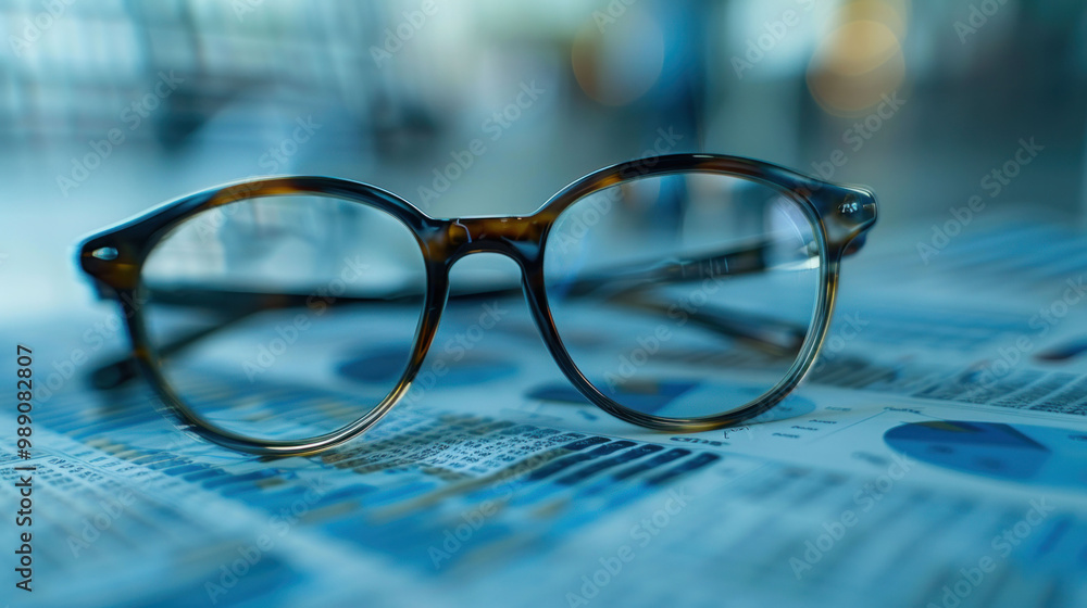Stylish eyeglasses resting on newspaper, showcasing modern design and clear lenses. soft focus creates calm atmosphere, perfect for reading or studying Stylish eyeglasses resting on newspaper, showcasing modern design and clear lenses. soft focus creates calm atmosphere, perfect for reading or studying