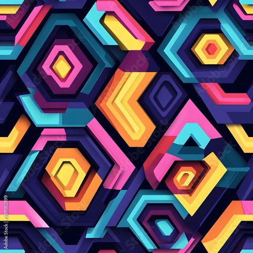 Colorful geometric diamond pattern seamless vector wallpaper