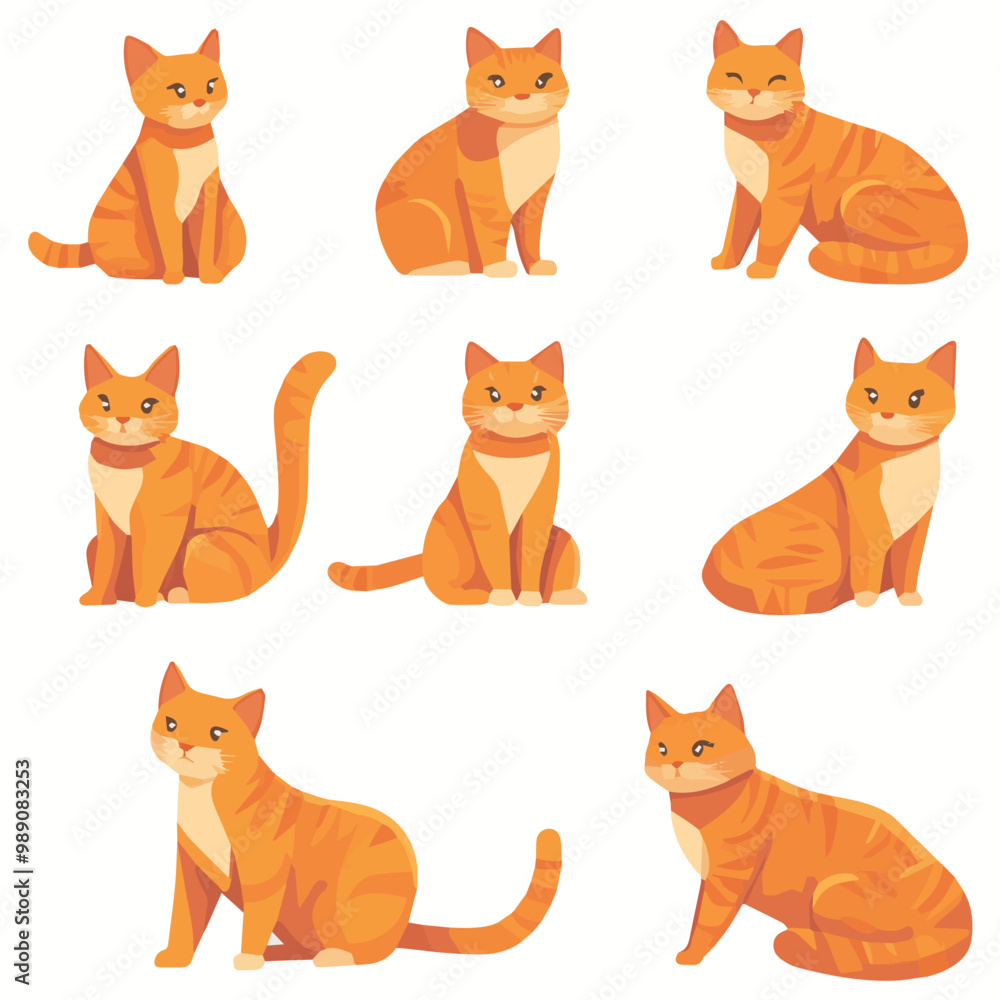 illustrations set of abstract Orange cat illustrations set of abstract Orange cat
