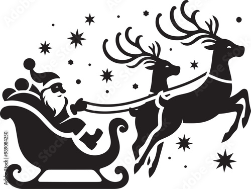 Christmas Santa claus with gift silhouette vector illustration isolated on a white background