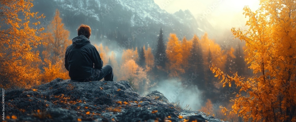 Fototapeta premium Solitary Figure Contemplating