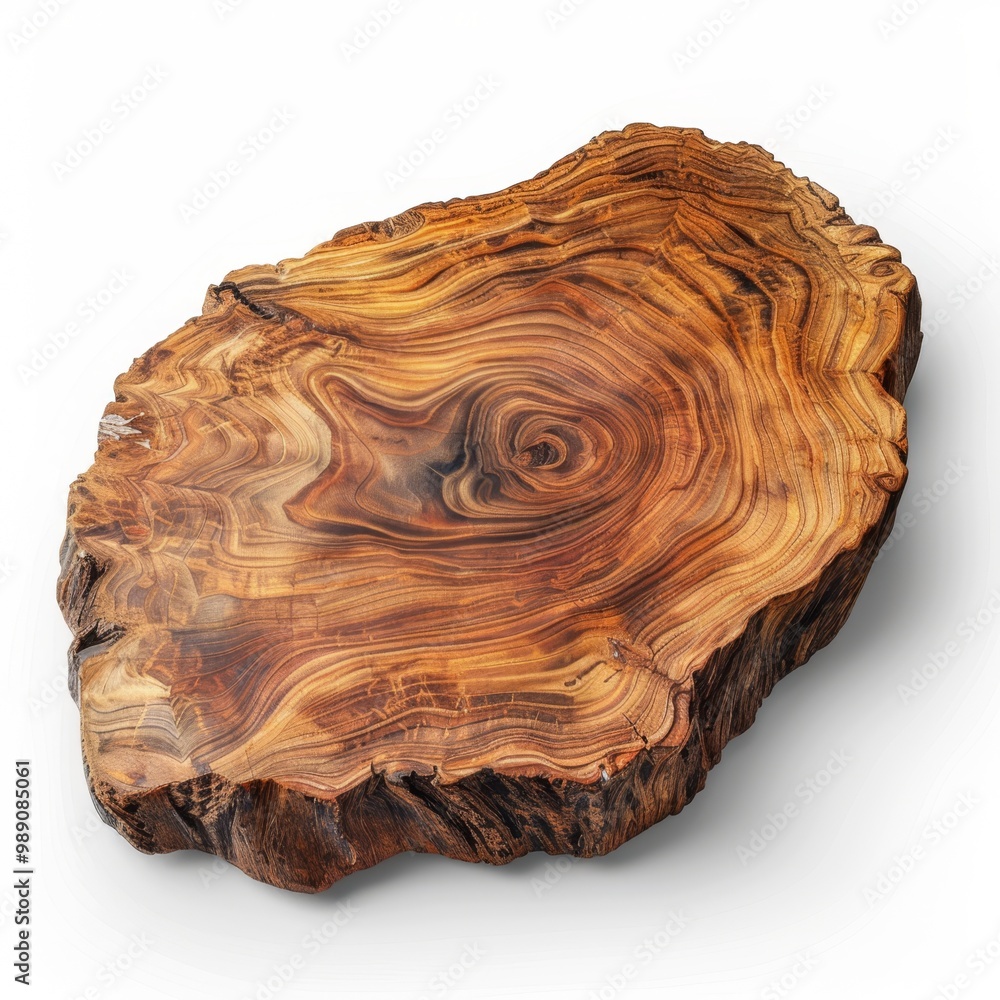 A close-up of a piece of old wood with visible growth rings and a hollow center, isolated on white background A close-up of a piece of old wood with visible growth rings and a hollow center, isolated on white background