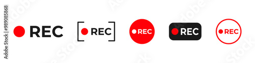 Recording icon. Recording sign, symbol. REC logo. Vector