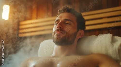 Entspannung in einer traditionellen japanischen Sauna zum Stressabbau und für Ihr Wohlbefinden photo