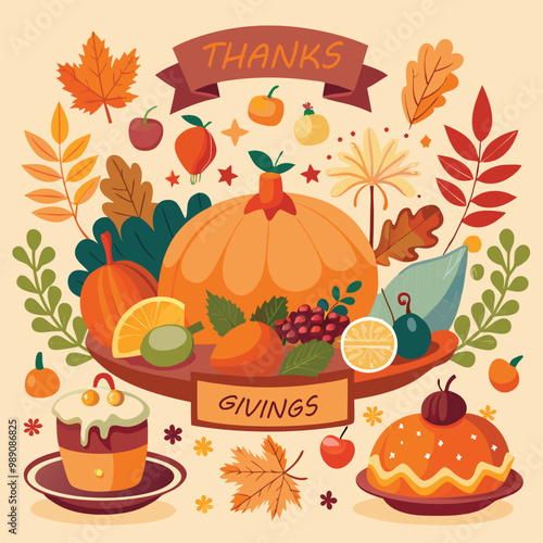 a decorative banner with the words “Happy Thanksgiving” prominently displayed above
