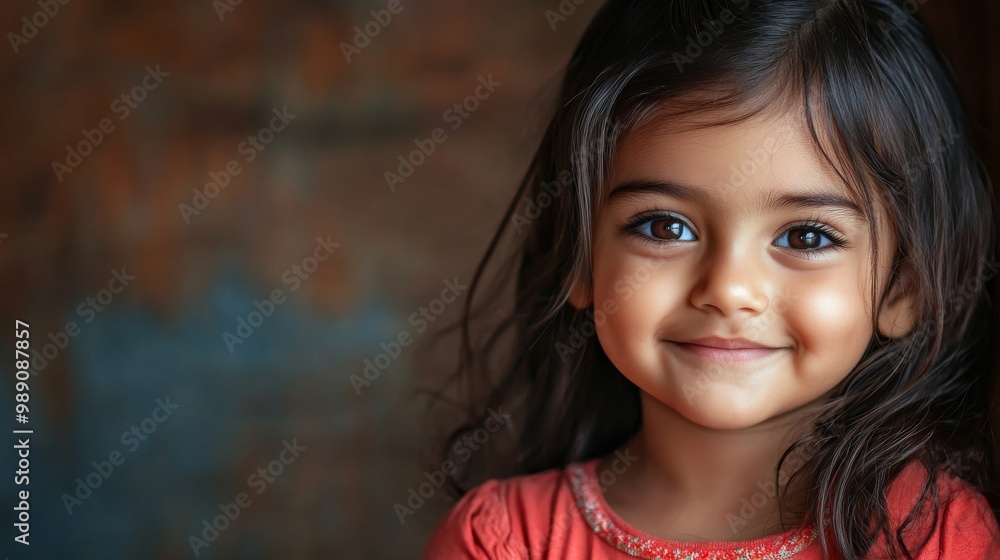 Shy Child with a Gentle Smile in Soft Light Shy Child with a Gentle Smile in Soft Light
