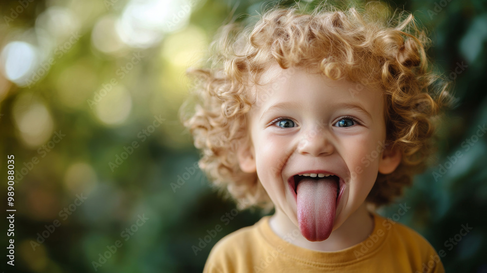 Playful Child Making a Silly Face Outdoors Playful Child Making a Silly Face Outdoors