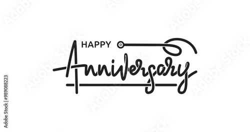 Happy Anniversary Text Vector Design: Elegant Handwritten Calligraphy Perfect for Celebrations, Romantic Messages, and Greeting Cards to Capture the Essence of Love and Togetherness