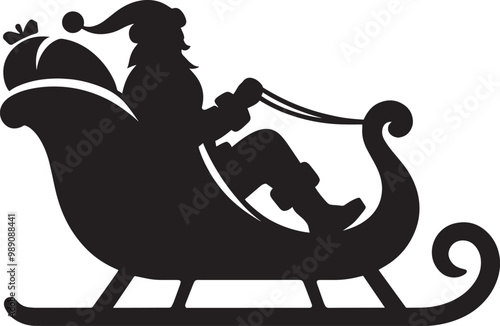 Christmas Santa claus with gift silhouette vector illustration isolated on a white background