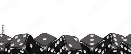 Dice border. Frame of black dice.Vector realistic illustration.