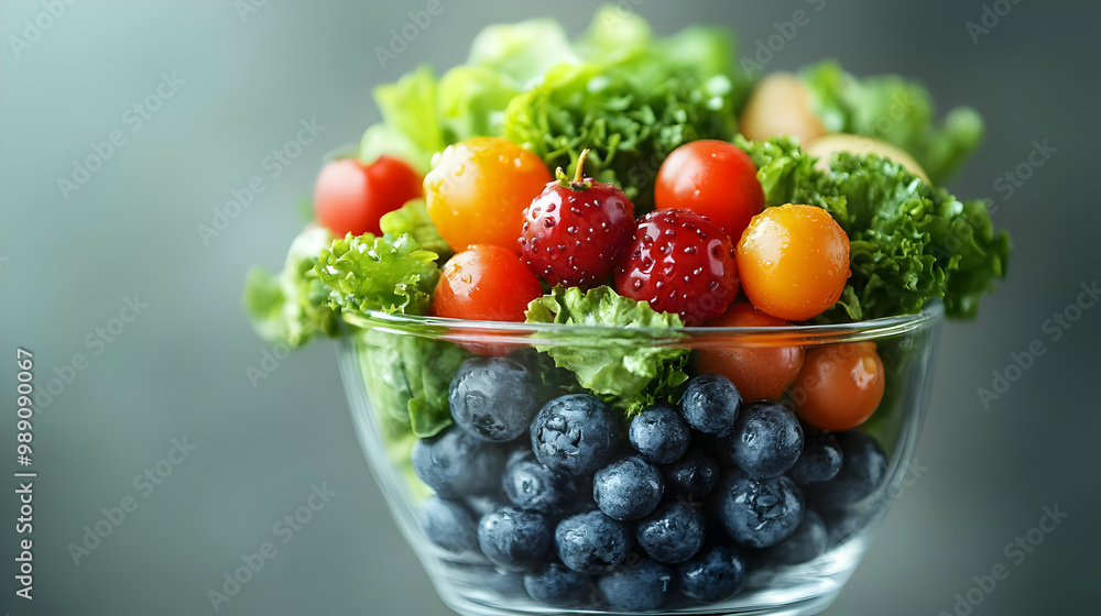 Fresh Salad with Colorful Fruits and Vegetables Fresh Salad with Colorful Fruits and Vegetables
