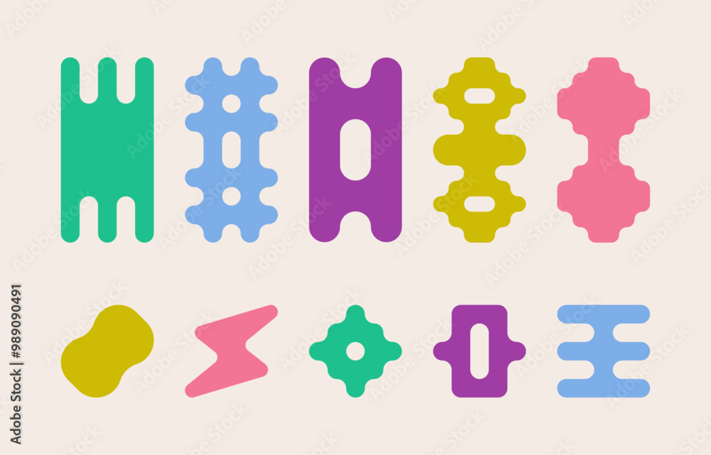 Set of colorful geometric rounded vertical shapes Set of colorful geometric rounded vertical shapes