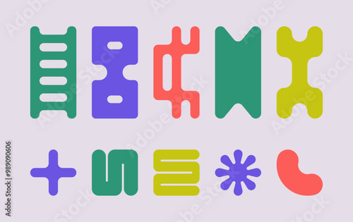 Set of colorful geometric rounded vertical shapes
