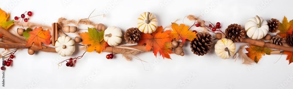 Autumn Decorations Banner with White Background Autumn Decorations Banner with White Background
