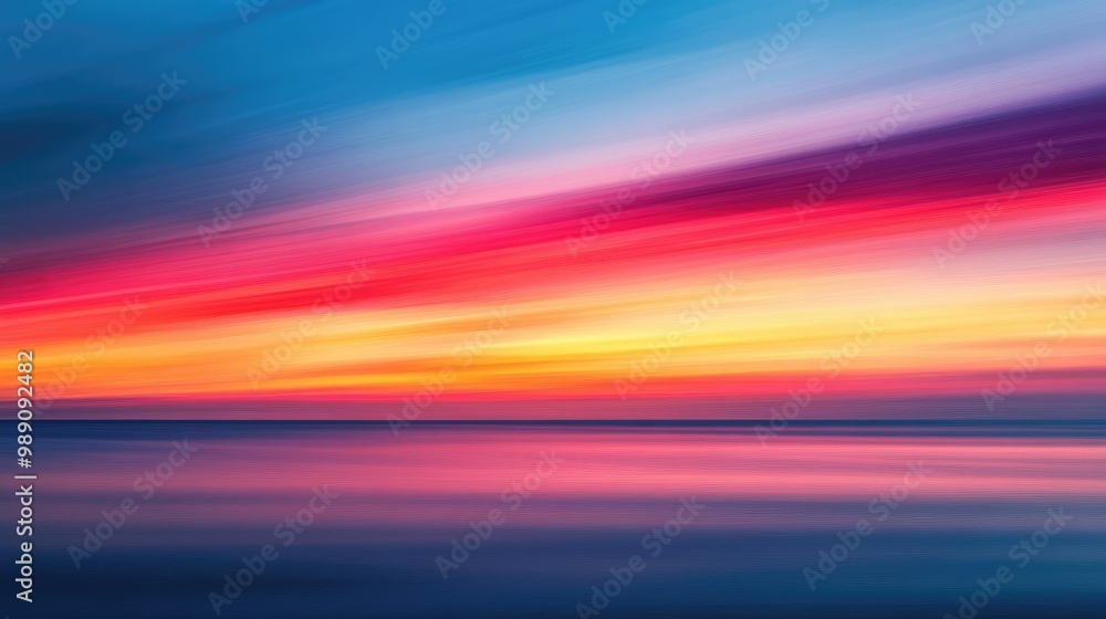 A dynamic horizon with a blurred sunset, showcasing vibrant tones of red, pink, and gold fading into a soft blue sky A dynamic horizon with a blurred sunset, showcasing vibrant tones of red, pink, and gold fading into a soft blue sky