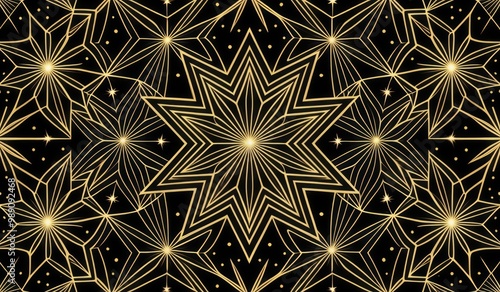 seamless pattern with stars gold