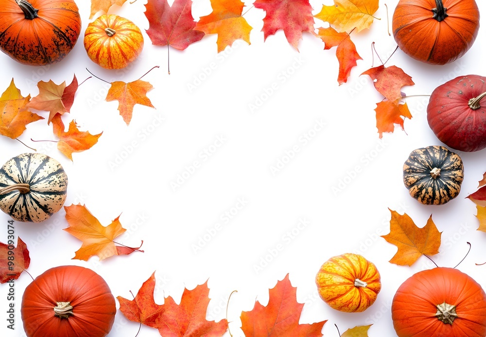 Autumn Leaves and Pumpkins Garland Frame Autumn Leaves and Pumpkins Garland Frame