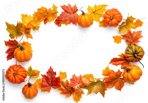 Autumn Leaves and Pumpkins Garland Frame