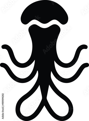 a squid vector illustration of silhouette line drawin image.,Art & Illustration.