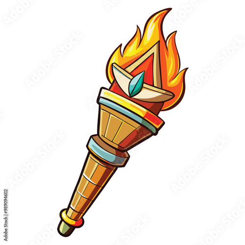 Flaming torch vector illustration on a white background