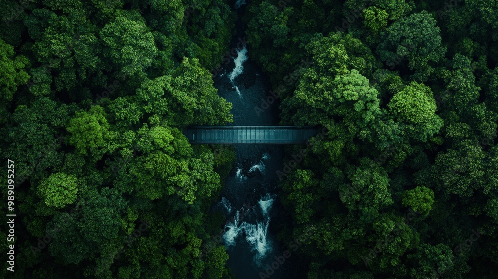 This stunning aerial photo captures a lush green forest with a serene river running beneath a bridge, showcasing nature's beauty and tranquility from a bird's-eye view. This stunning aerial photo captures a lush green forest with a serene river running beneath a bridge, showcasing nature's beauty and tranquility from a bird's-eye view.