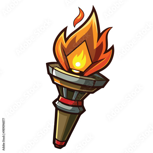 Flaming torch vector illustration on a white background