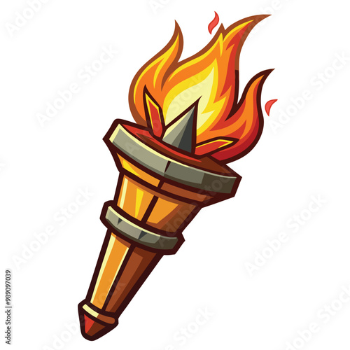 Flaming torch vector illustration on a white background