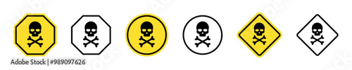 Skull and crossbones icon. Danger warning symbol