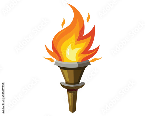 Flaming torch vector illustration on a white background