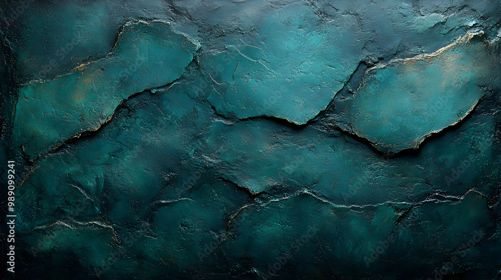 Teal and Gold Textured Background: Abstract Art with Cracks and Teal and Gold Textured Background: Abstract Art with Cracks and