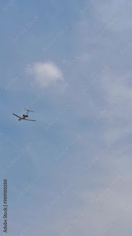The plane passes in low altitude after takeoff,private jet The plane passes in low altitude after takeoff,private jet