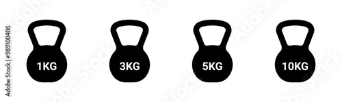 Weights bell icon. Heavy gym equipment symbol