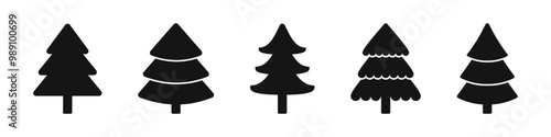 Pine tree icon. Evergreen nature symbol