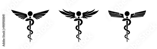 Medical snake on pole icon. Health symbol