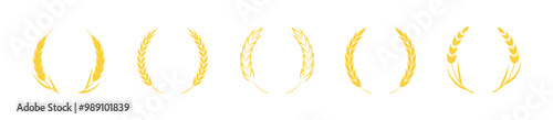 Wheat wreath icon. Agriculture and harvest symbol