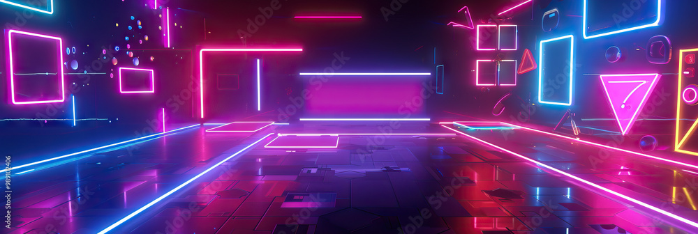 Glowing Neon Signs Abstract Game Show Background Glowing Neon Signs Abstract Game Show Background