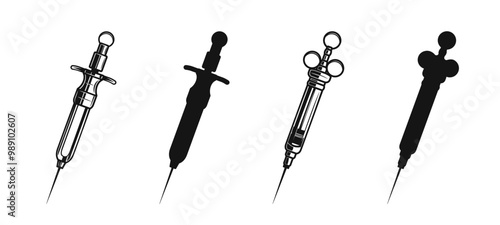 Vintage syringe icon. Medical tool symbol