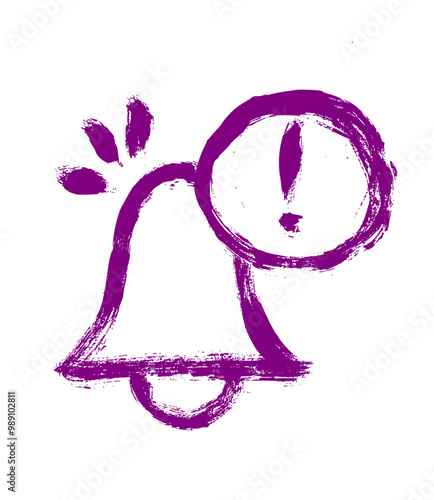 Bell Ring Alert  Icon Grunge Brush Stroke Drawing Vector