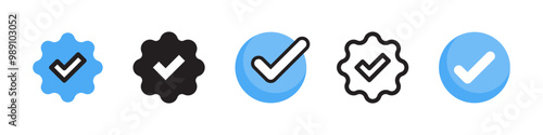 Checkmark on star shape. Verified account or approval symbol