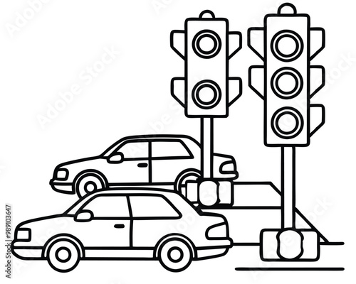 Traffic signal light vector silhouette