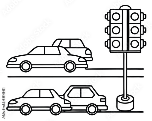 Traffic signal light vector silhouette