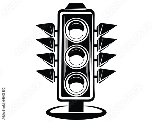 Traffic signal light vector silhouette