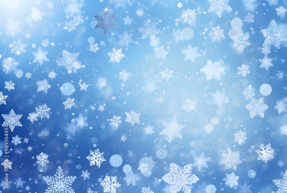 Falling Snowflakes Blue Winter Background Falling Snowflakes Blue Winter Background