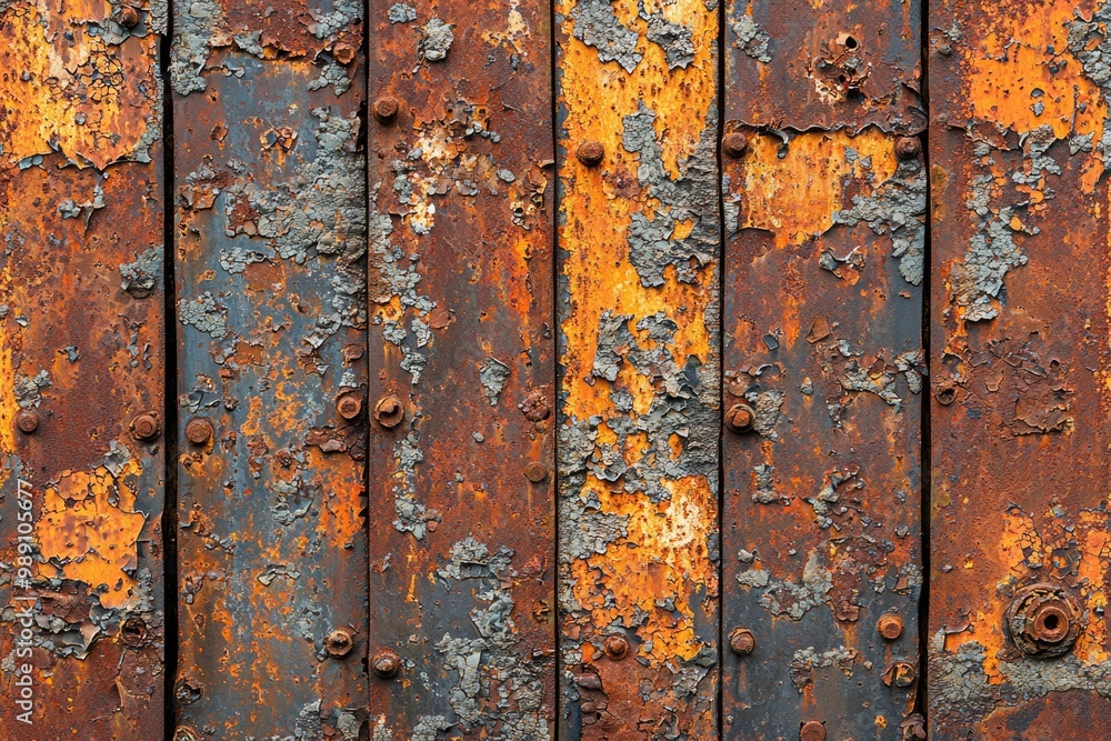 Close-up of Rusted Metal Panel with Flaking Paint Close-up of Rusted Metal Panel with Flaking Paint