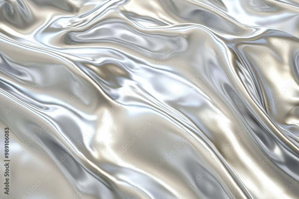 Abstract Close-Up of Flowing Silver Fabric Abstract Close-Up of Flowing Silver Fabric